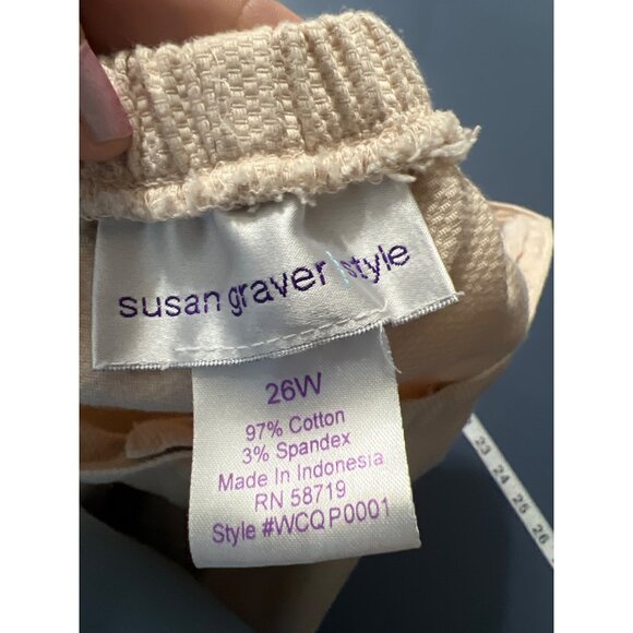 Susan Graver Style Womens Plus Size 26W Pink/ Beige Pull-On Pants With Elastic W - Picture 7 of 9